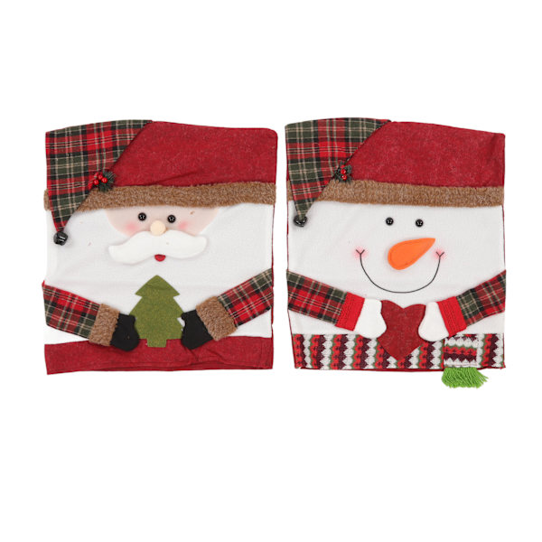2 st julstolar ryggöverdrag set med gammal man och snögubbe tema - dekorativa non-woven tyger för semester middag stol dekor
