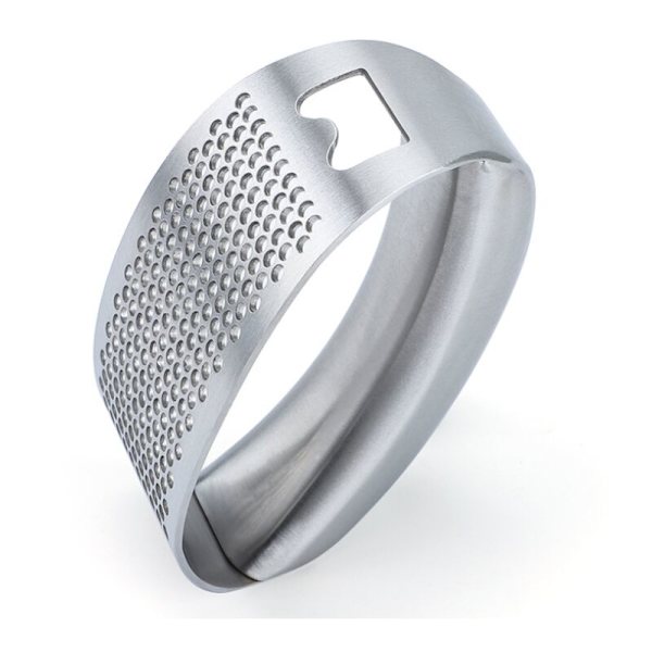 Vitlökspress, rostfritt stål, superbeständig, diskmaskinsäker, nödvändig i köket (silver, med korkskruv)