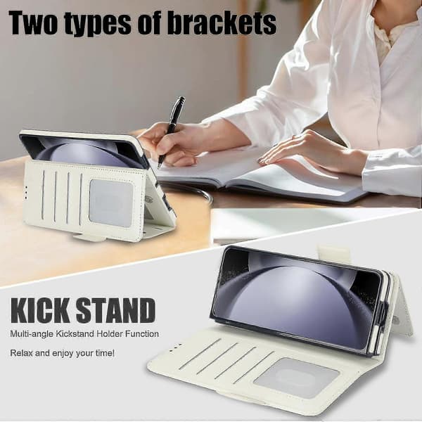 Vikbart telefonfodral i läder för Samsung Galaxy Z Fold5 White