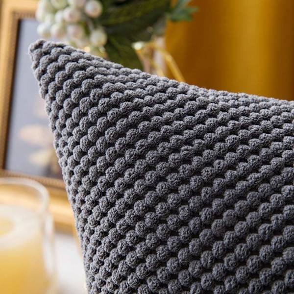 Sæt med 2 ananas piller pudebetræk Blødt solidt dekorativt firkantet pudebetræk Puder til sovesofa bil 16"x16", 40x40cm mørkegrå,