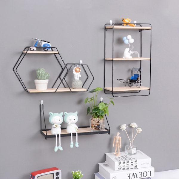 Jernvæg Hylde Opbevaringsstativ Lille Hus 23*8*23cm,