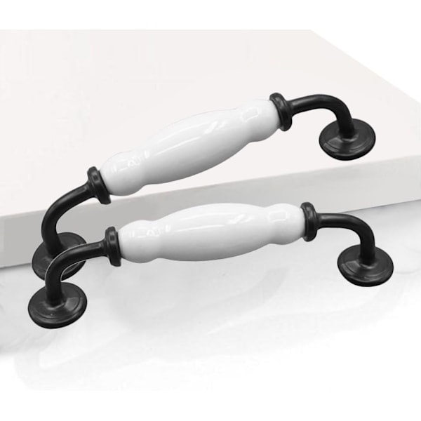 skaphåndtak, 10 stk svart og hvitt keramisk skaphåndtak (hullavstand: 160MM)