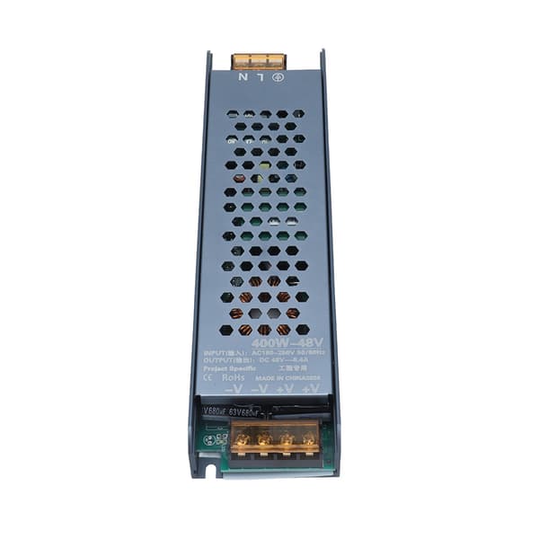 48V 400W 8.4A LED Driver Magnetisk Transformer AC 180 250V Sort Lang Strimmel