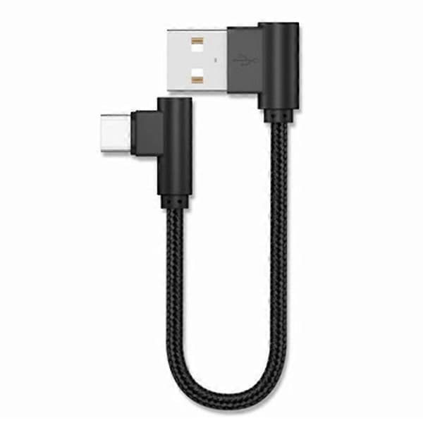 Luxora 20cm USB til Type C Kort 2.4a Hurtigladekabel Albue 90 Grader USB C Micro USB Datakabel for Alle Smarttelefoner[ht]
