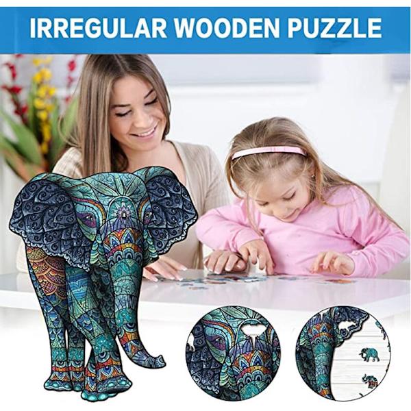 A5 Flower Elephant Animal Jigsaw Puzzle utan skarvning Helark Färg Linden Animal Puzzle - Unik Shape Jigsaw Puz