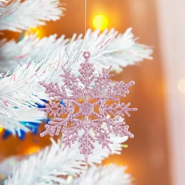 20 kpl Joulukoristeita lumihiutaleita joulukuuselle - Halkaisija: 10 cm - Vaaleanpunainen