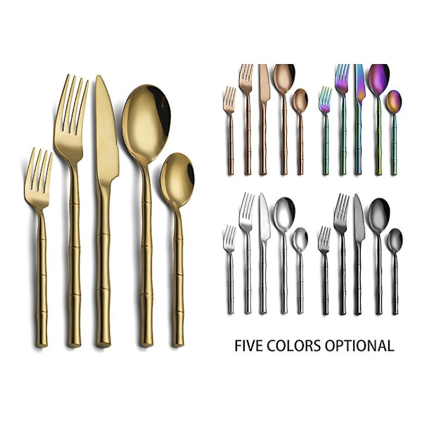 5 dele rustfrit stål bestiksæt color
