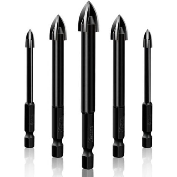 Flisbor, Tungsten Carbide Tipped Drill Bit Set Assorted Størrelser 3/4/5/6/7mm, For keramiske fliser, Betong, Plast,
