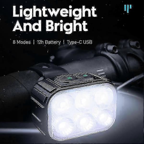 Supersterkt sykkelyssett, USB oppladbart LED-lys for nattkjøring, frontbruk