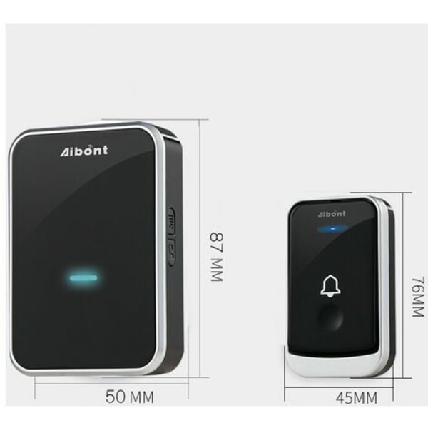 Trådløs ringeklokke, vanntett dørklokke elektronisk ringeklokkesett med 2 plug-in-mottakere, 150M rekkevidde, 45 melodier på 4 volu
