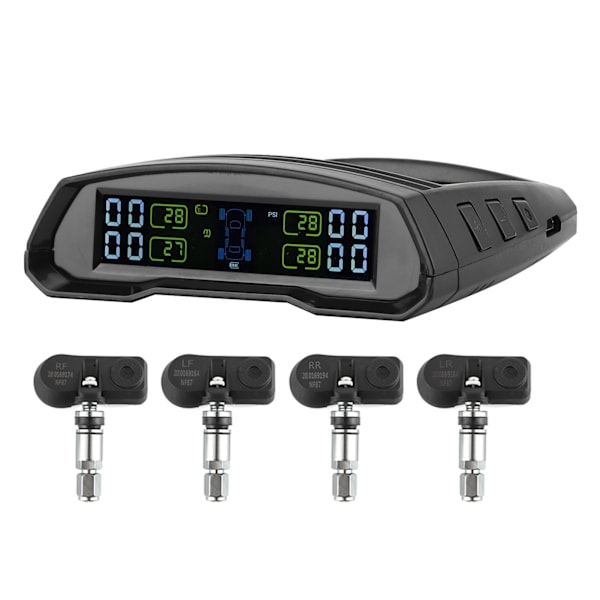 Trådløs Dæktryksalarm Overvågning Sol/USB Strøm TPMS Digital LCD Display Sensor