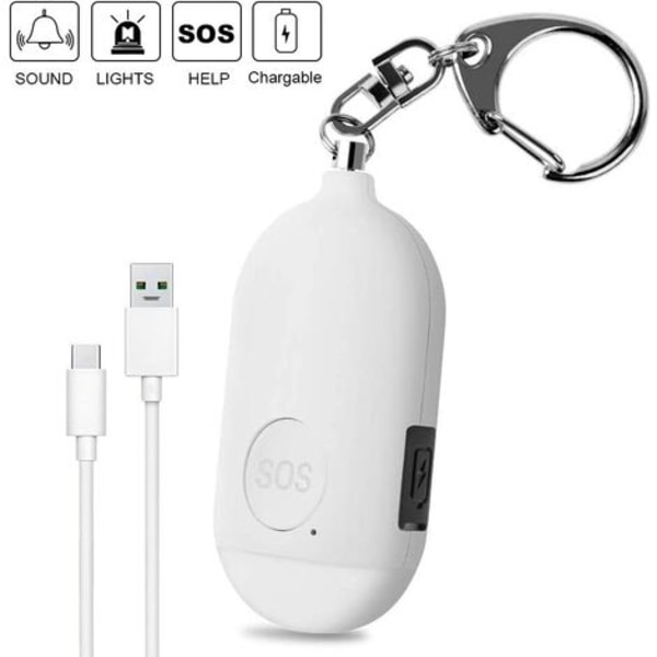 Personlig alarm 130 dB USB Oppladbar med LED-lommelykt Vanntett funksjon Selvforsvar for personlig sikkerhet kvinner,