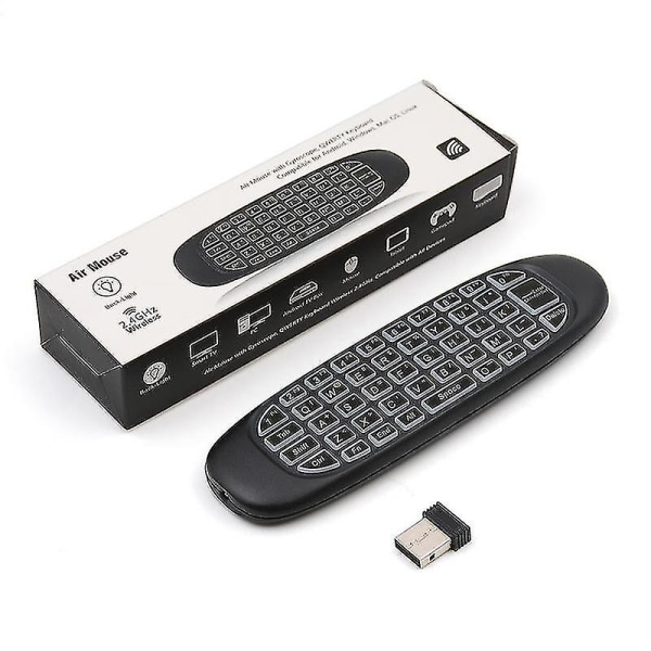 c120 Kolmivärinen taustavalaistu 2,4g langaton mininäppäimistö Airmouse
