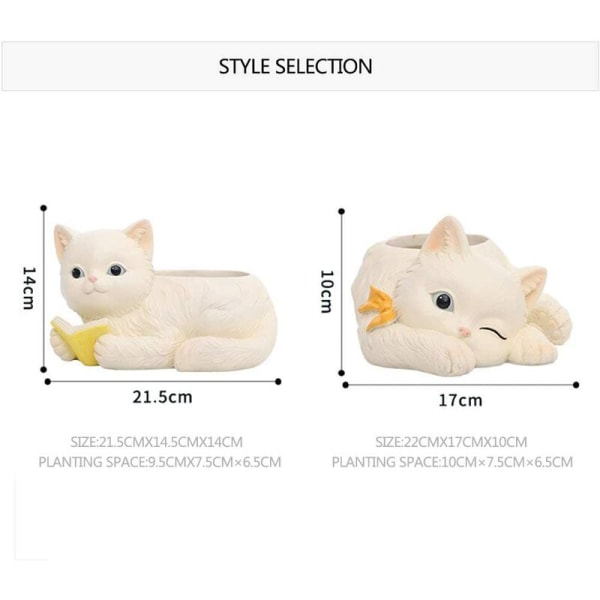 Resin simulation cat (läs cat) Amerikansk lantlig suckulent blomkruka,