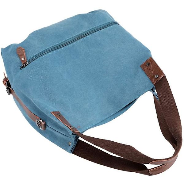 Axelväska i canvas för fritid för kvinnor, Axelväska, Shopper-handväska, Bucket Bag (blå)