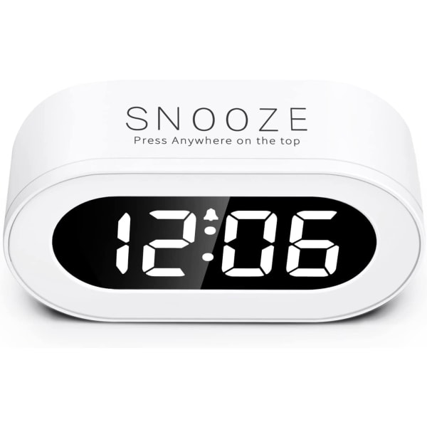 Liten LED digital väckarklocka med snooze-funktion, enkel användning, dimning i full intervall, justerbar väckningsvolym, kompakt
