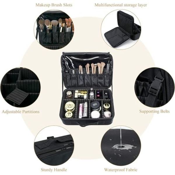 Opbevaringstaske til makeuptaske: Toilettaske til rejsemakeup - Professionelle kvinders makeup-opbevaringstaske - Vanity Wate