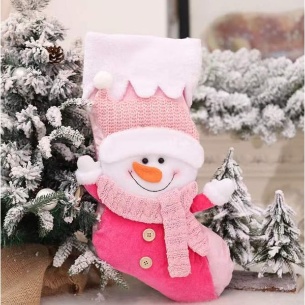 Juldekoration Old Man Snowman Doll Raising Hand Julstrumpor (Pink Old Man Model + Rosa Snowman Model),