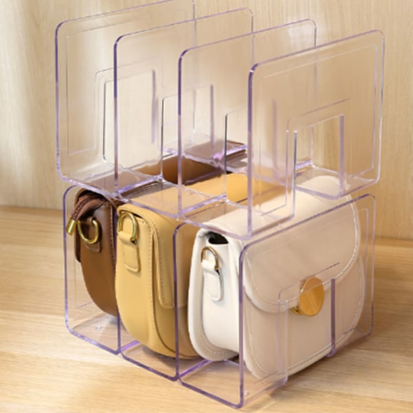 Transparent Håndtaske Organizer: 4-sektions Mini Taske Opbevaringsstativ til Soveværelse og Hjemmebrug