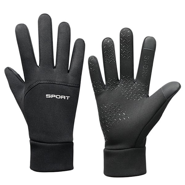 Ulkoilukäsineet Kosketusnäyttö Talvi Lämmin Ratsastus Tuulenpitävä Vedenpitävä Fleece Liukumaton Full Gloves XL Musta