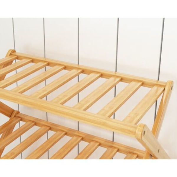 3-lags skostativ, sammenleggbart skostativ i bambus, egnet for hjem, stue, balkong 40 cm lengde