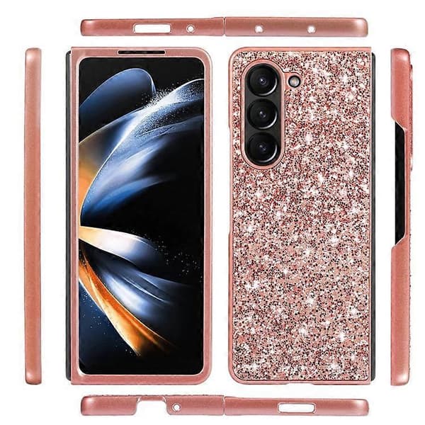 Kompatibel med Samsung Galaxy Z Fold5 5G Glitter Paljetter Telefonfodral Galvanisering TPU Ram Hårt PC Bakstycke Silver