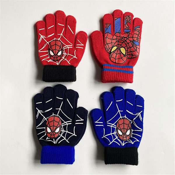 Spiderman Kids Full Finger Handskar Utomhus Varm Vinter Stickad Thermal Vantar Presenter C