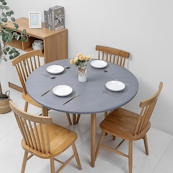 Pyöreä pöytäliina Pestävä cover kodin sisustukseen Silver Gray 48 inch