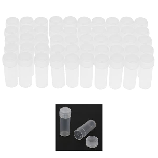 Plastprøveflasker 50 pakker 5 ml kapacitet