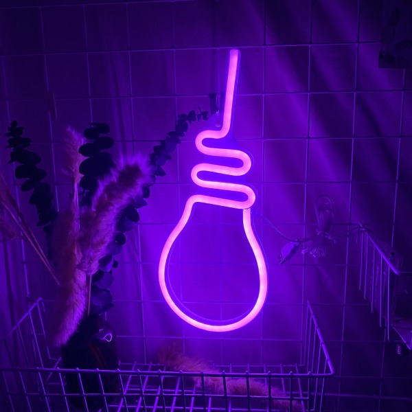LED neonljus, kreativ neon bakgrundsljus för sovrumsdekoration (rosa glödlampa),