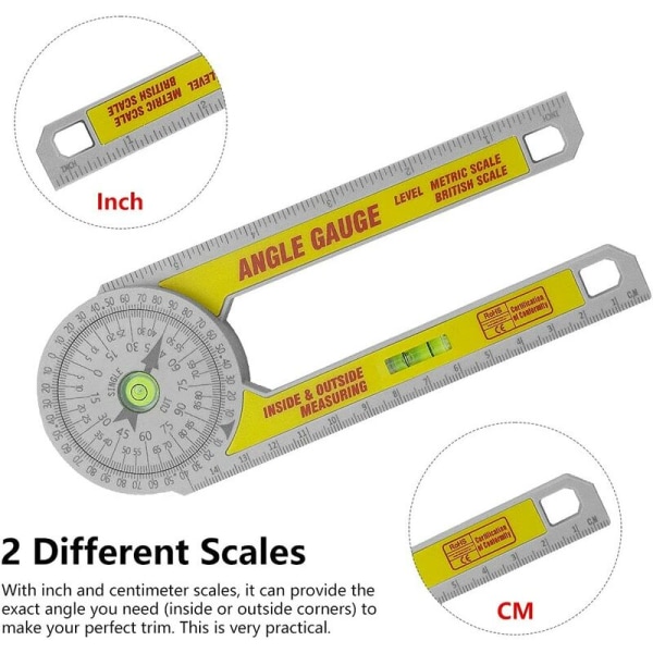 7 tommers vinkelmåler i plast indekserer vinkelmåler DIY vinkellinjal 360 graders vinkelmåler