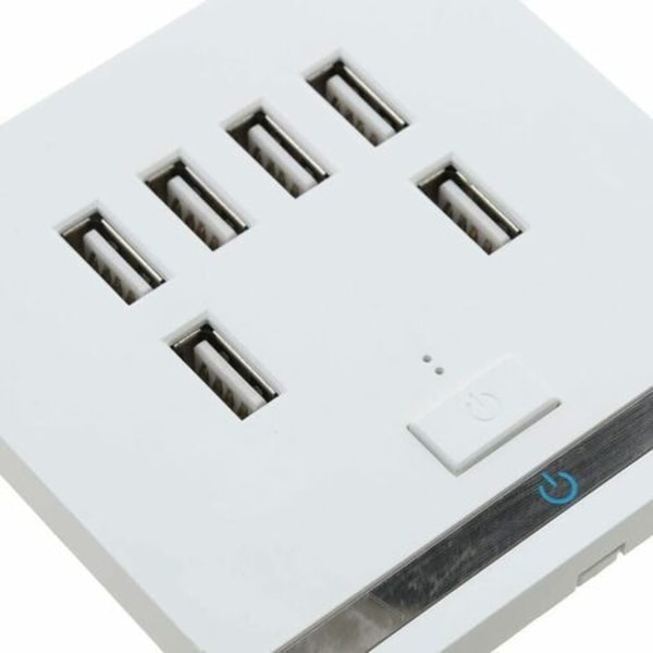 Port USB Vegglader Power Strip, 3,4A ladesenter Vegguttak Strømuttak Panelbryter for telefoner, nettbrett og Au