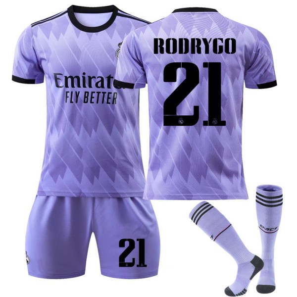 Ny säsong 2022-2023 Real Madrid Fotbollströja Fotbollsuniformer RODRYGO nr 21 kids 20(110-120cm)