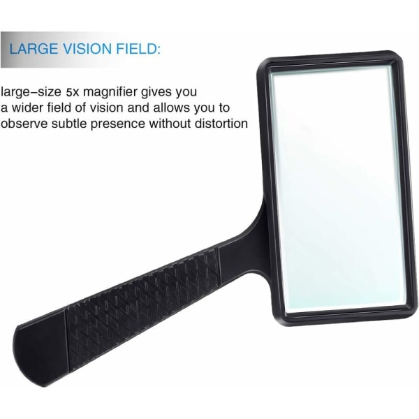 10X Reading HD-glass rektangulær lommeforstørrelsesglass egnet for eldre lesing, fritid,