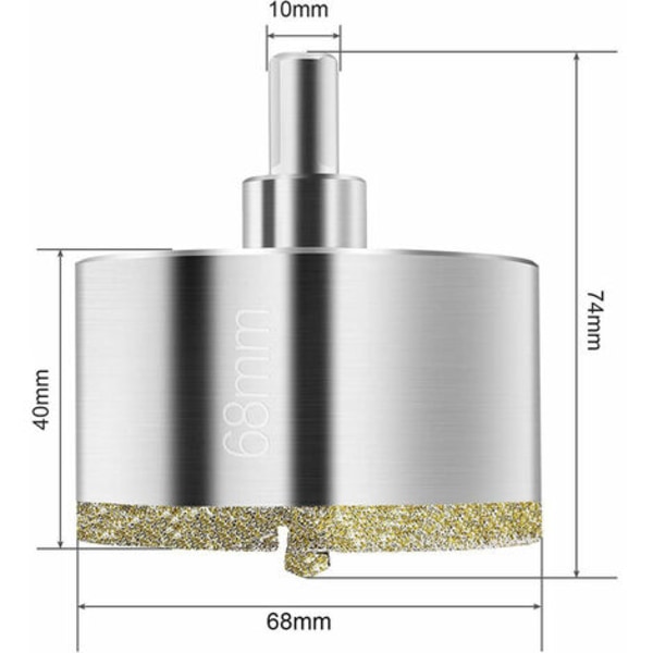 68 mm diamanthålsåg, diamantborr med mittstyrborr, kakelhålsåg med diamantytbeläggning för skärning