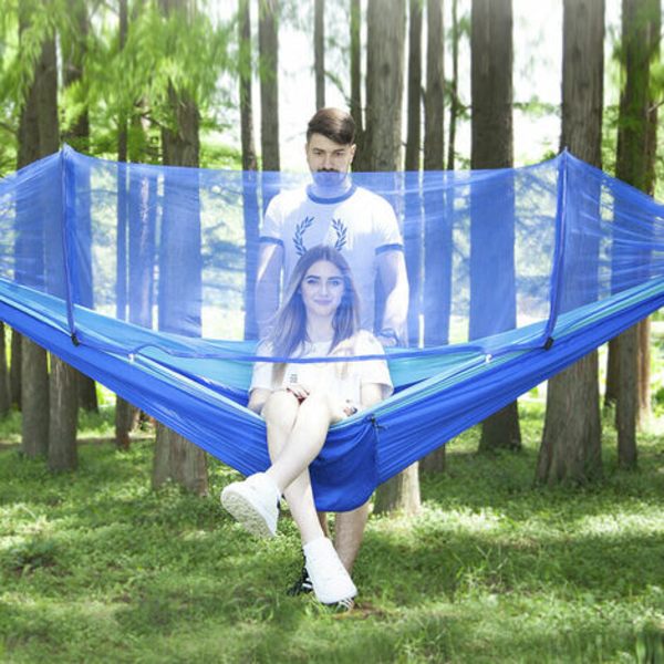 Utendørs, hurtigåpning myggnetting Hengekøye Hagesofa Swing Enkelt telt på treet Parachute Myggavstøtende