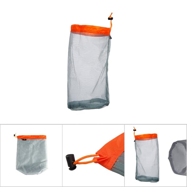 Mesh Snørepose til Opbevaring til Udendørs Rejser Vandreture Camping Orange Medium