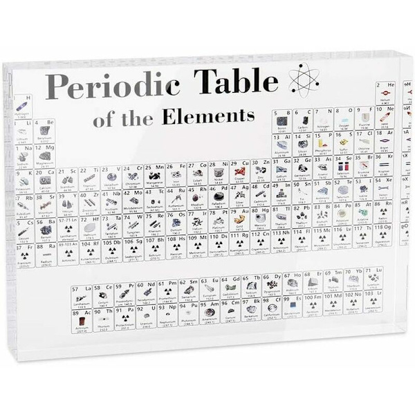 Tryckplåt 170*120*24mm Svartvitt element Kristallfärg Periodisk tryckplåt Periodiska systemet för kemiska grundämnen