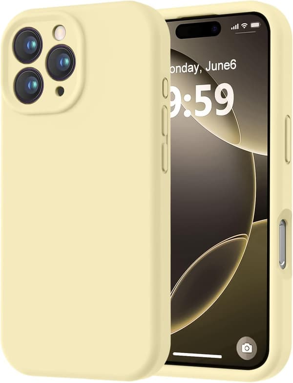 Premium silikondeksel iPhone 16 Pro 6,3\" – lett, holdbart og stilfullt i gul