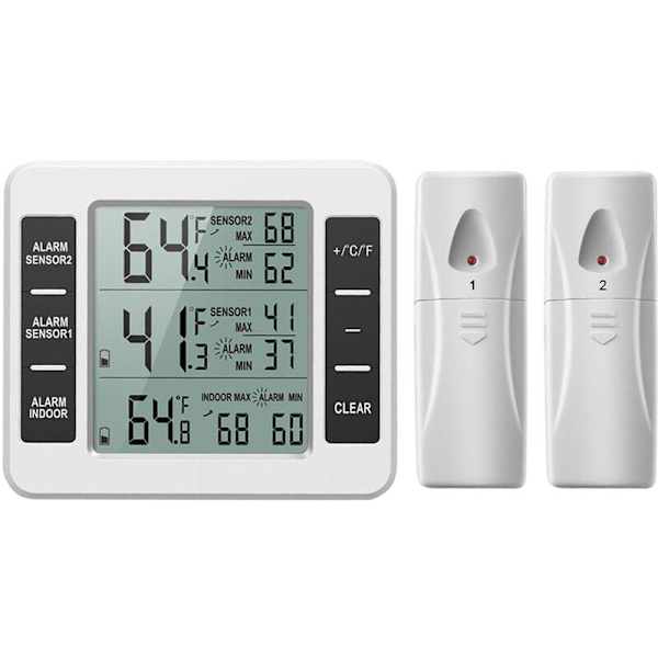 En til to trådløst transmissionstermometer Indendørs og udendørs alarmtermometer til køleskab, fryser Submachine One to Two