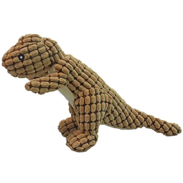 Aggressive tyggeleker for hunder, sett med to bitebestandige molar-probende hundeleker (dinosauroransje + brun)