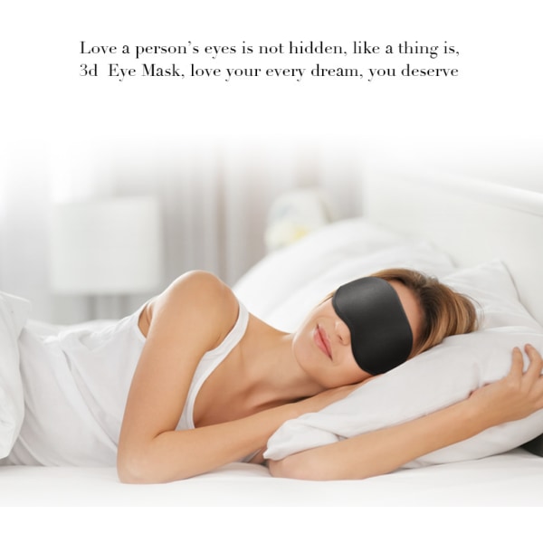 3D-sömnglasögon med tredimensionell skuggning, ögonmask i ett stycke med memory foam , svart kant