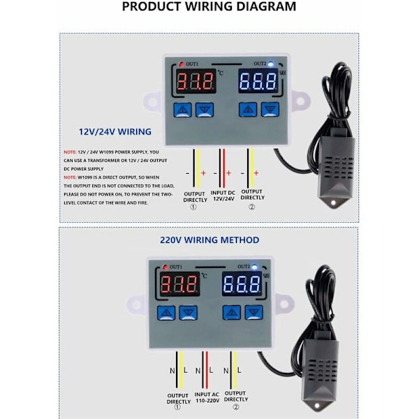 Älykäs digitaalinen lämpötilan ja kosteuden säädin (12V)