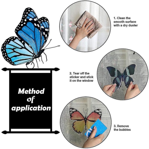 20 Butterfly Window Adhesive Antikollisjonsvindusklistremerker