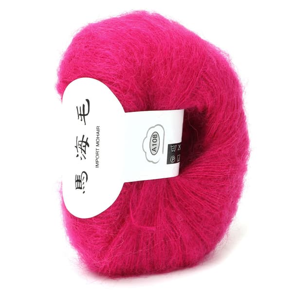 Blød Mohair Pashmina Strikket Angora Lang Uldgarn Rosarød
