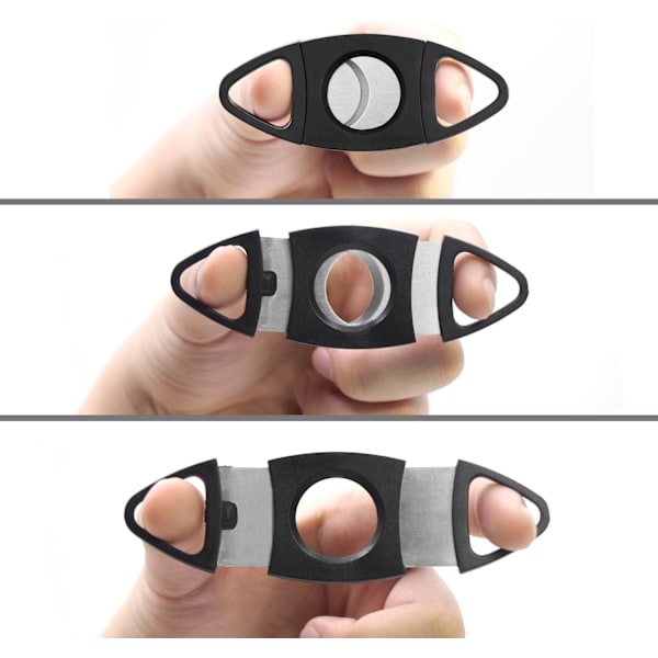 Pocket cigar cutter fra dobbelt plade af sort rustfrit stål (par)
