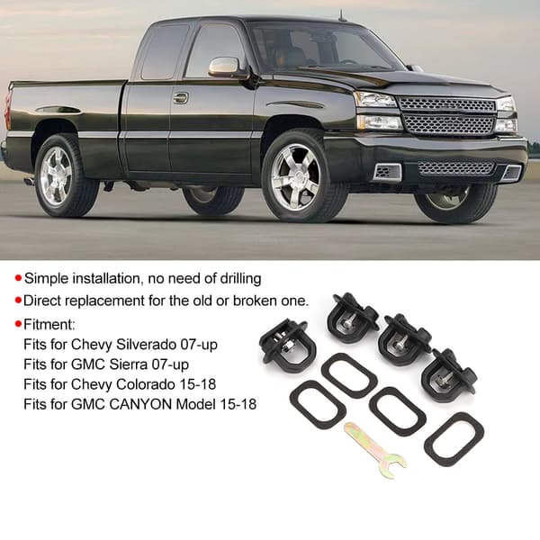 4-pakning Festekrok Lastebilplan Lastsidekrok Kompatibel med Chevy Silverado