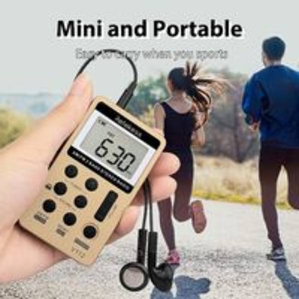 Mini bærbar radio, Oppladbar FM AM-radio, Walkman, Sleep Timer, Hodetelefonkontakt, Utendørs, Sport, Julegave