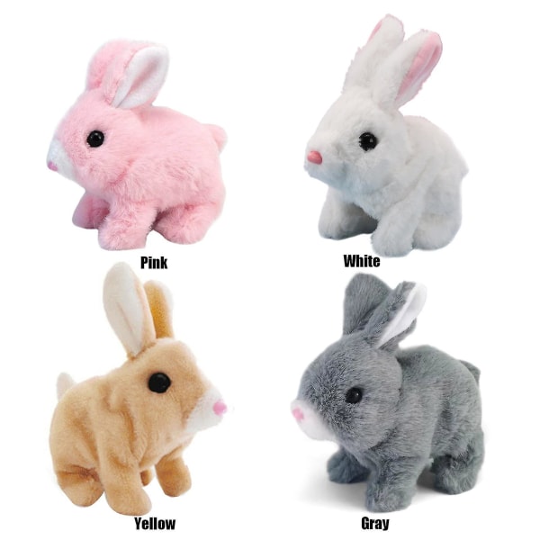 Påskplysch fylld kaninleksak Gå kanin Pedagogiska leksaker för barn, hoppande vicka öron T näsa Pink