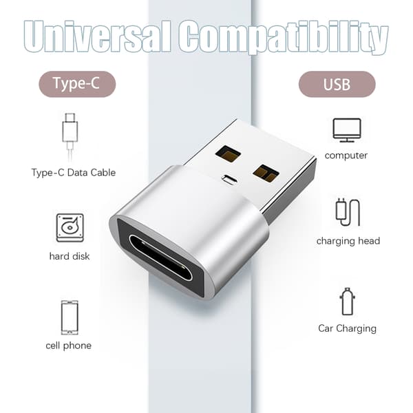 2 kpl USB-C–USB-sovitin tiedonsiirtoon ja lataukseen, hopea Silver 9